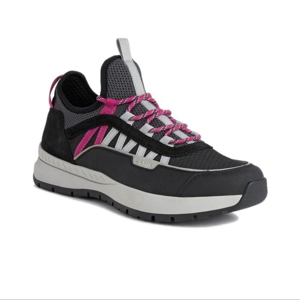 GEOX BRAIES B WATERPROOF SNEAKER BLACK/ANTHRACITE COLOR BLOCK size 9